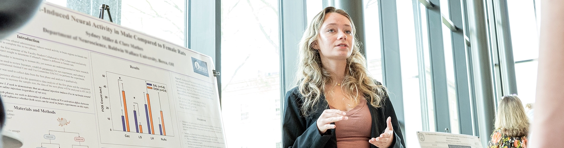 A BW student presents at the Ovation festival.